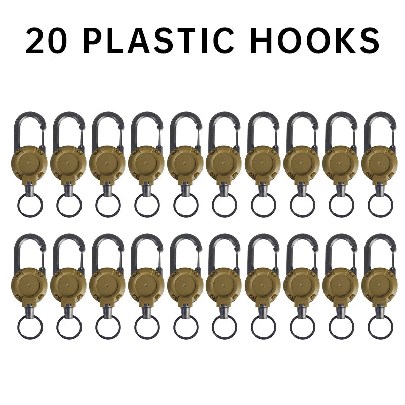 1-20PCS Outdoor Retractable Key Chain Mountaineering Buckle Key Chain Anti-loss Anti-theft High Rebound Metal Easy To Pull