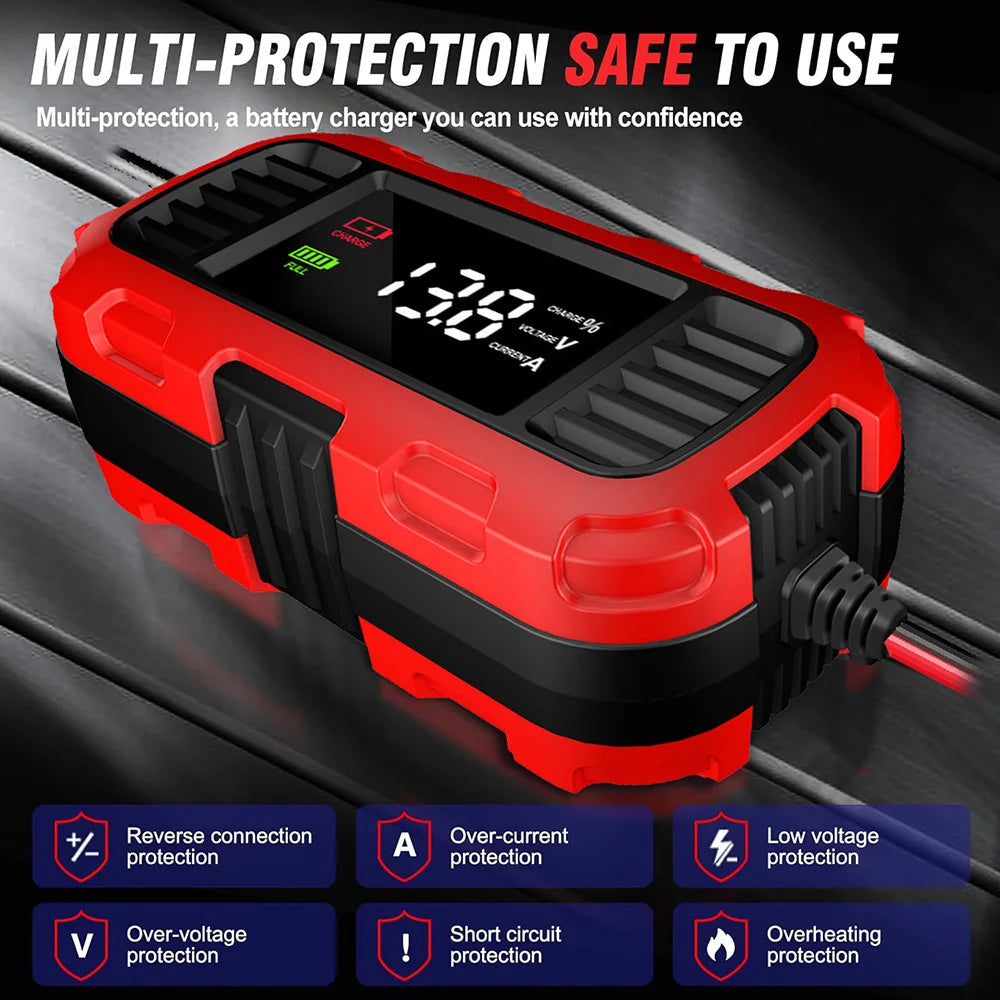 Smart Battery Charger For Lead-Acid Battery Charger Battery Maintenance For Car Motorcycle Scooter Battery Charging Digital
