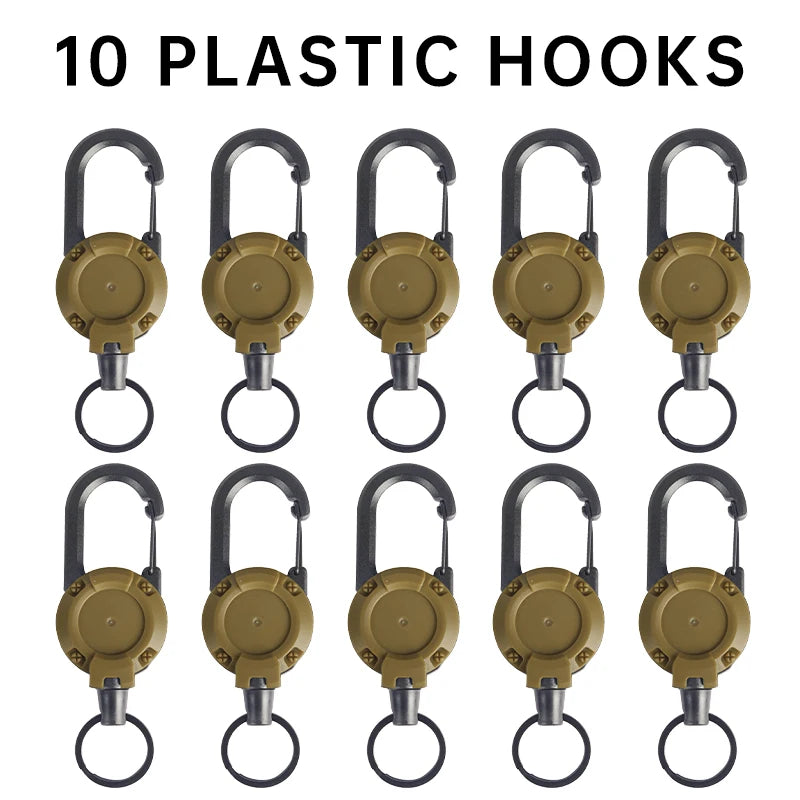 1-20PCS Outdoor Retractable Key Chain Mountaineering Buckle Key Chain Anti-loss Anti-theft High Rebound Metal Easy To Pull