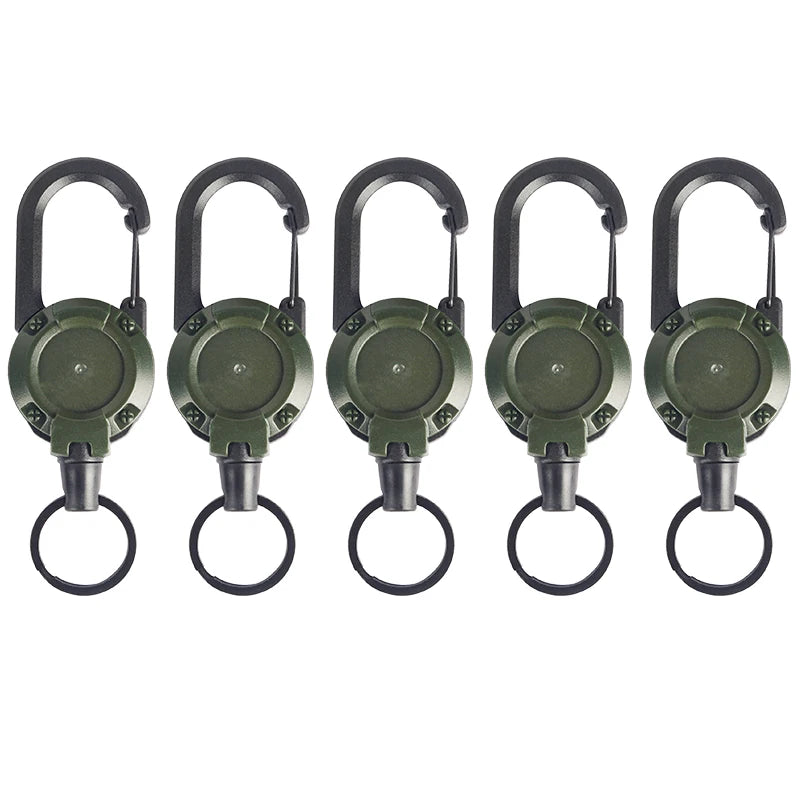 1-20PCS Outdoor Retractable Key Chain Mountaineering Buckle Key Chain Anti-loss Anti-theft High Rebound Metal Easy To Pull